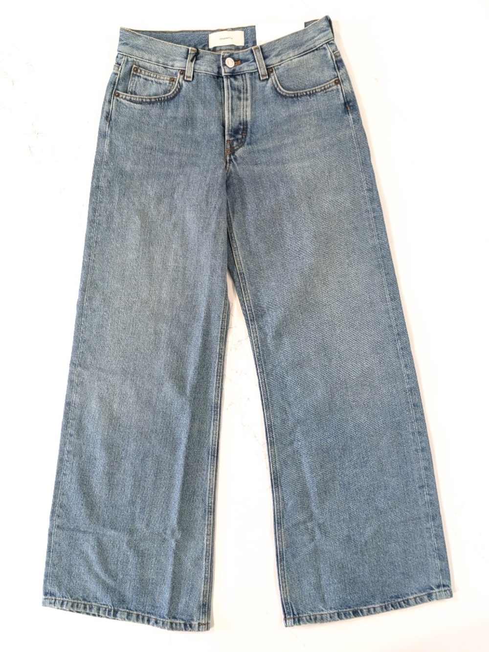 JEANERICA Kyoto Cimosa Verde Jeans Womens Sz 25 Low Rise Loose Flare Blue NWT